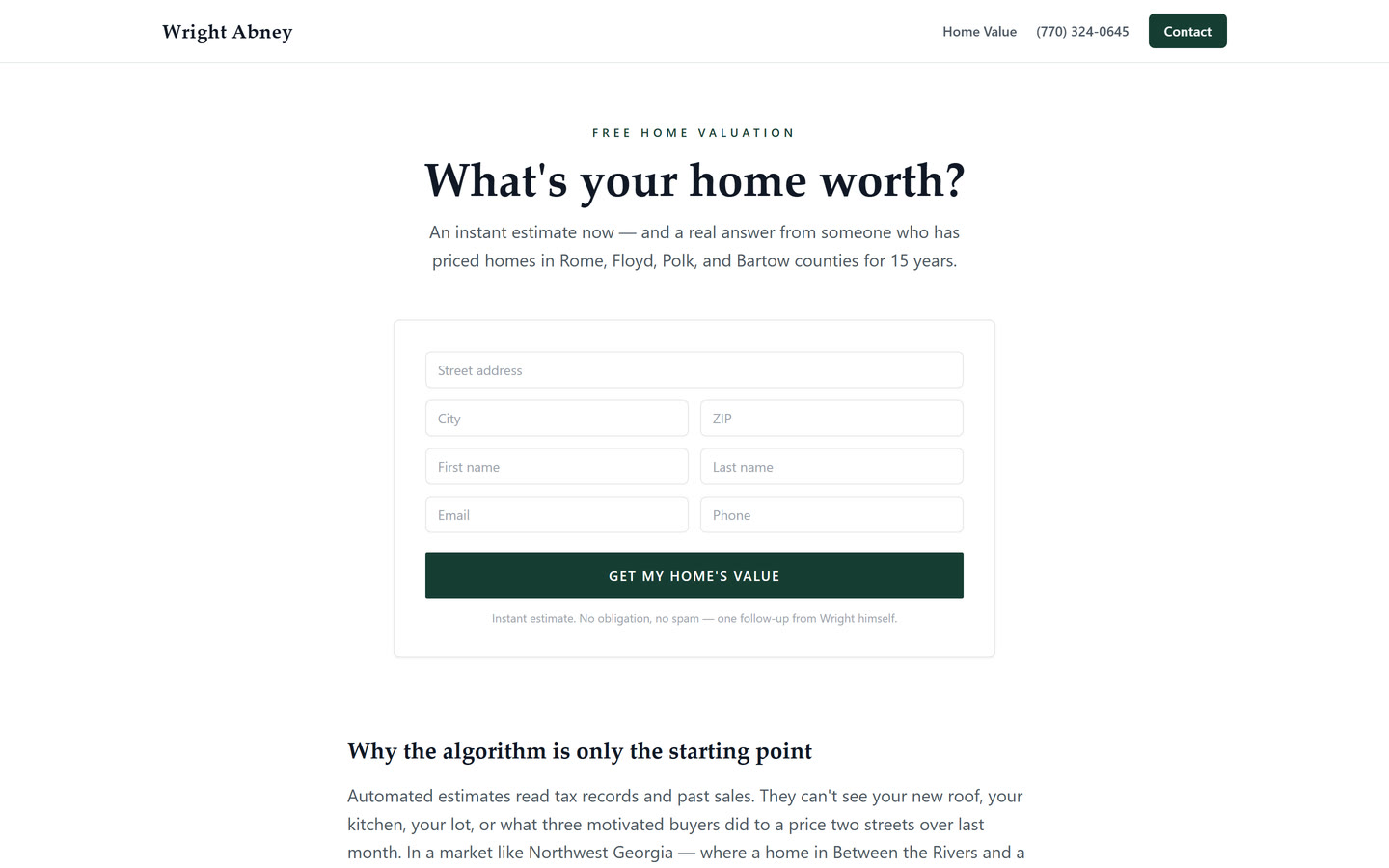 ARC public home-value lead page