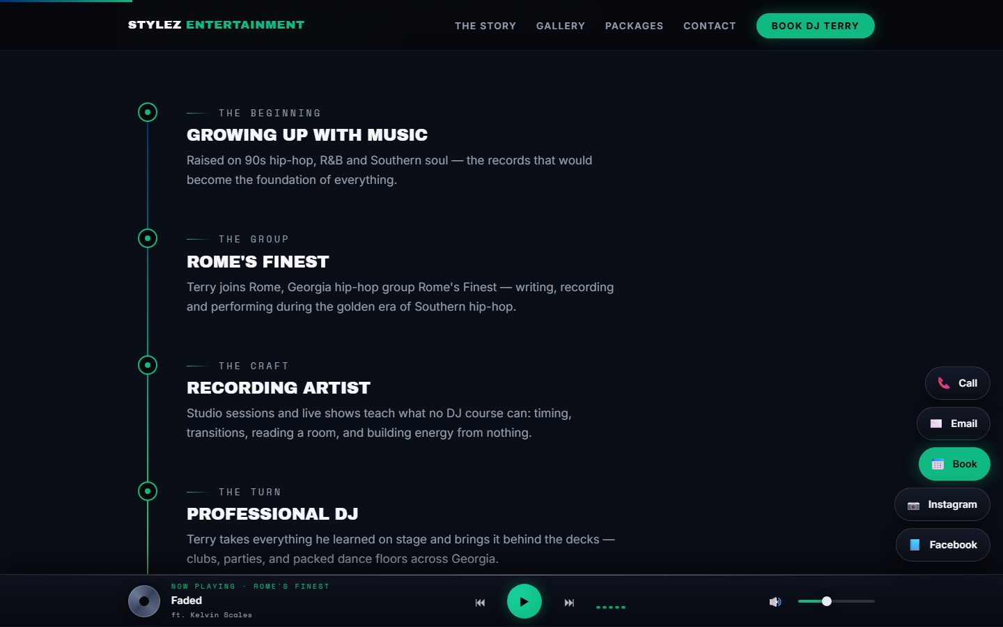 Stylez Entertainment packages and story section